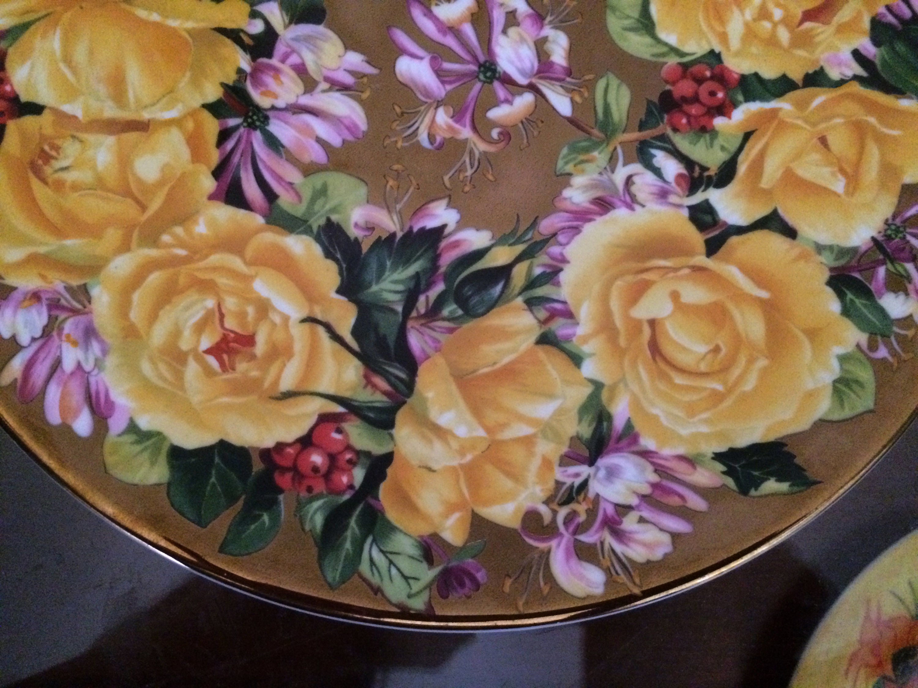 英国製 worcesterボタニカル❁﻿リースと金彩の美しいプレート大 英国製