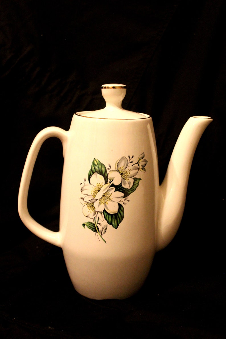 SylvaC coffee pot with beautiful white flower pattern image 0
