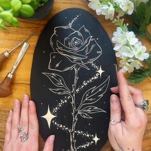 PRE-ORDER Enchanted Rose hand-carved original woodcut - real wood/wall hanging/wall decor
