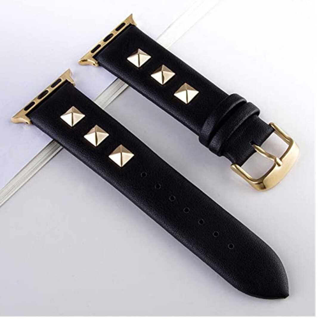 Rivet Leather Strap Replacement Fit Apple Watch Iwatch Band Etsy