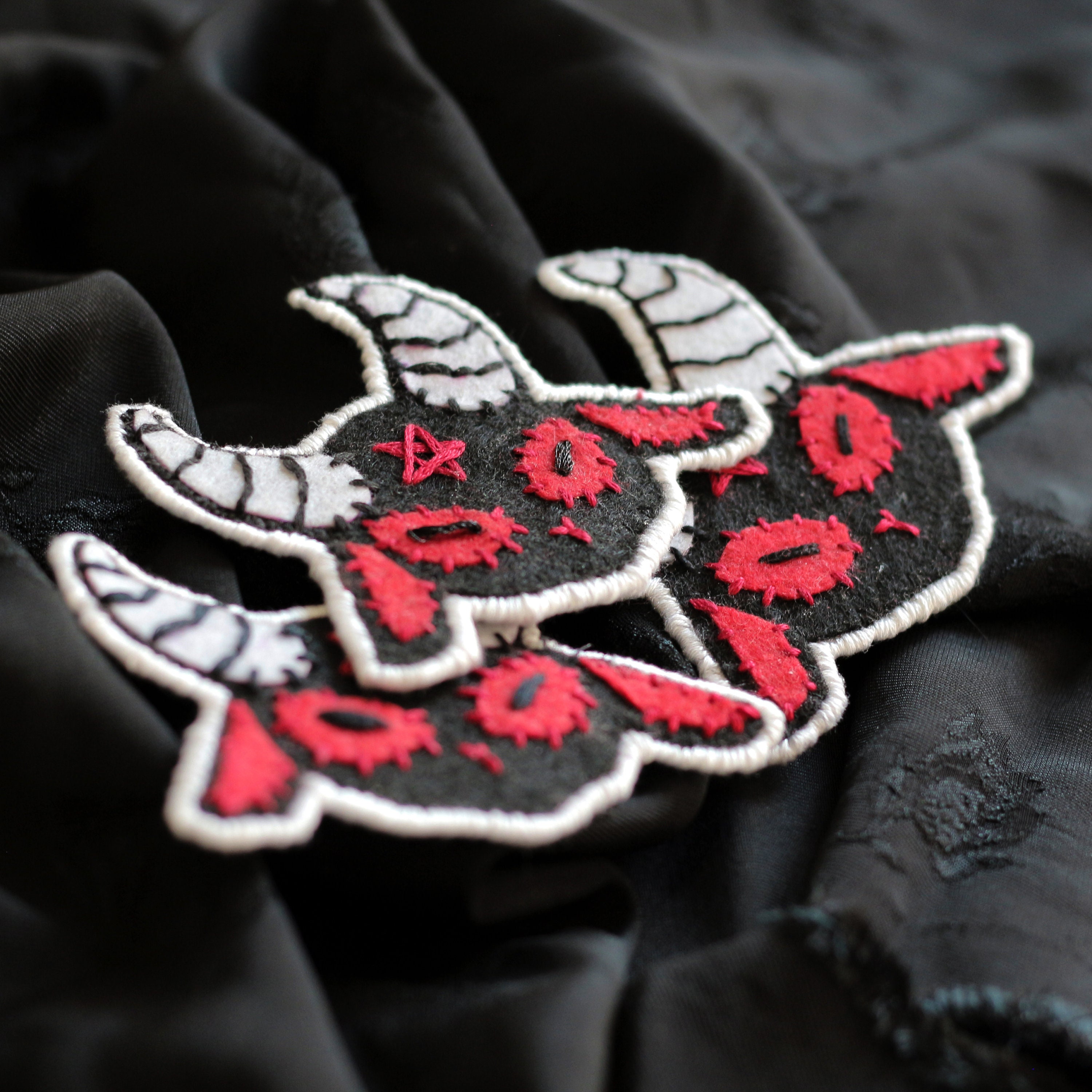 Cute Demon Hand Embroidered Iron-on Patches Baphomet - Etsy