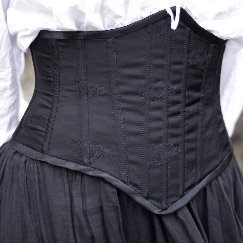 Corset ceinture serre-taille noir gothique victorien fleuri image 2