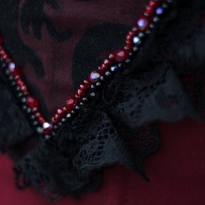 Valentine's Day corset Romantic goth Victorian heart embroidered with pearls and lace image 8