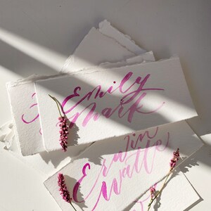 Watercolor Calligraphy on Flat / Tented Place Cards for Wedding / Event in CUSTOM Colors