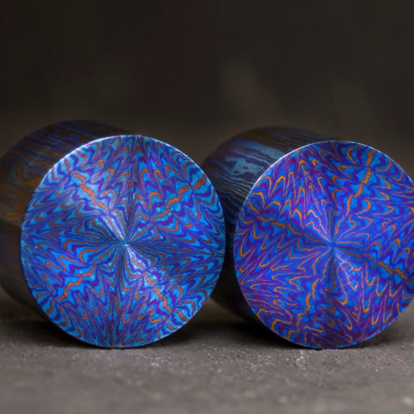 Titanium Damascus piece (Kaleidoscope pattern)  1.18" Diameter x 2" length - Mokuti rod - blacksmith timascus - Mokuti piece