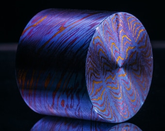 Titanium Damascus (Mosaic pattern) - 30mm diameter x 1" (25mm) length - Mokuti round bar - Exotic metals - Raw material - ringmaker