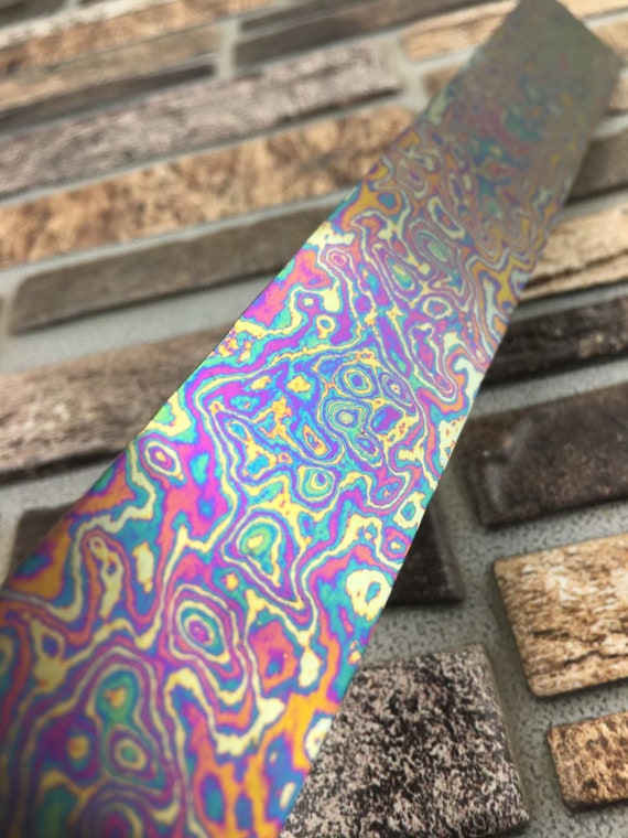 Titanium Damascus billet 15 x 2 x 0.2 Etsy