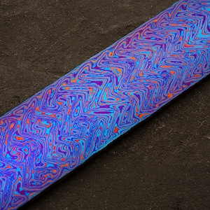 Titanium Damascus billet (Combined 3 patterns) 20" x 2" x .2" - Damascus Knives - Mokuti Billet blank - Exotic metals Knife Making Supplies