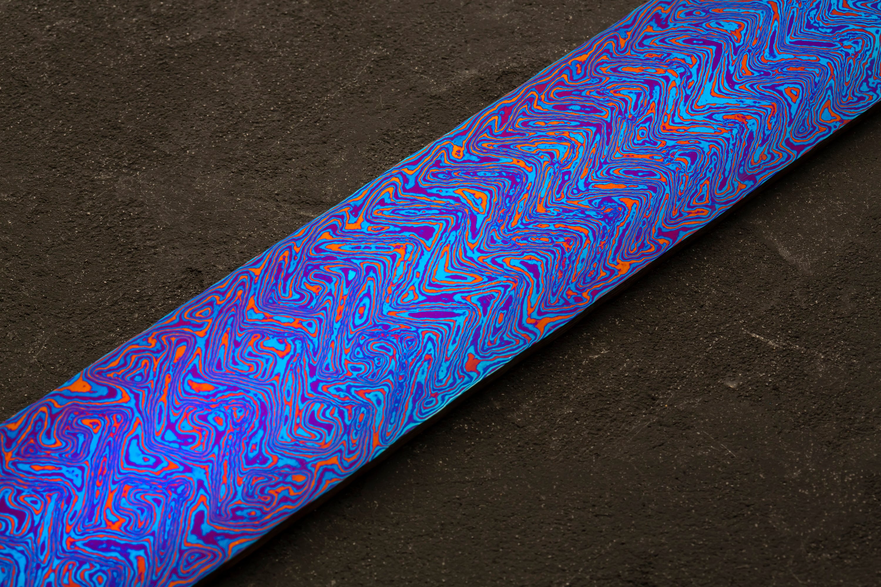 Titanium Damascus billet (Combined 3 patterns) 20" x 2" x .2" - Damascus Knives - Mokuti Billet blank - Exotic metals Knife Making Supplies