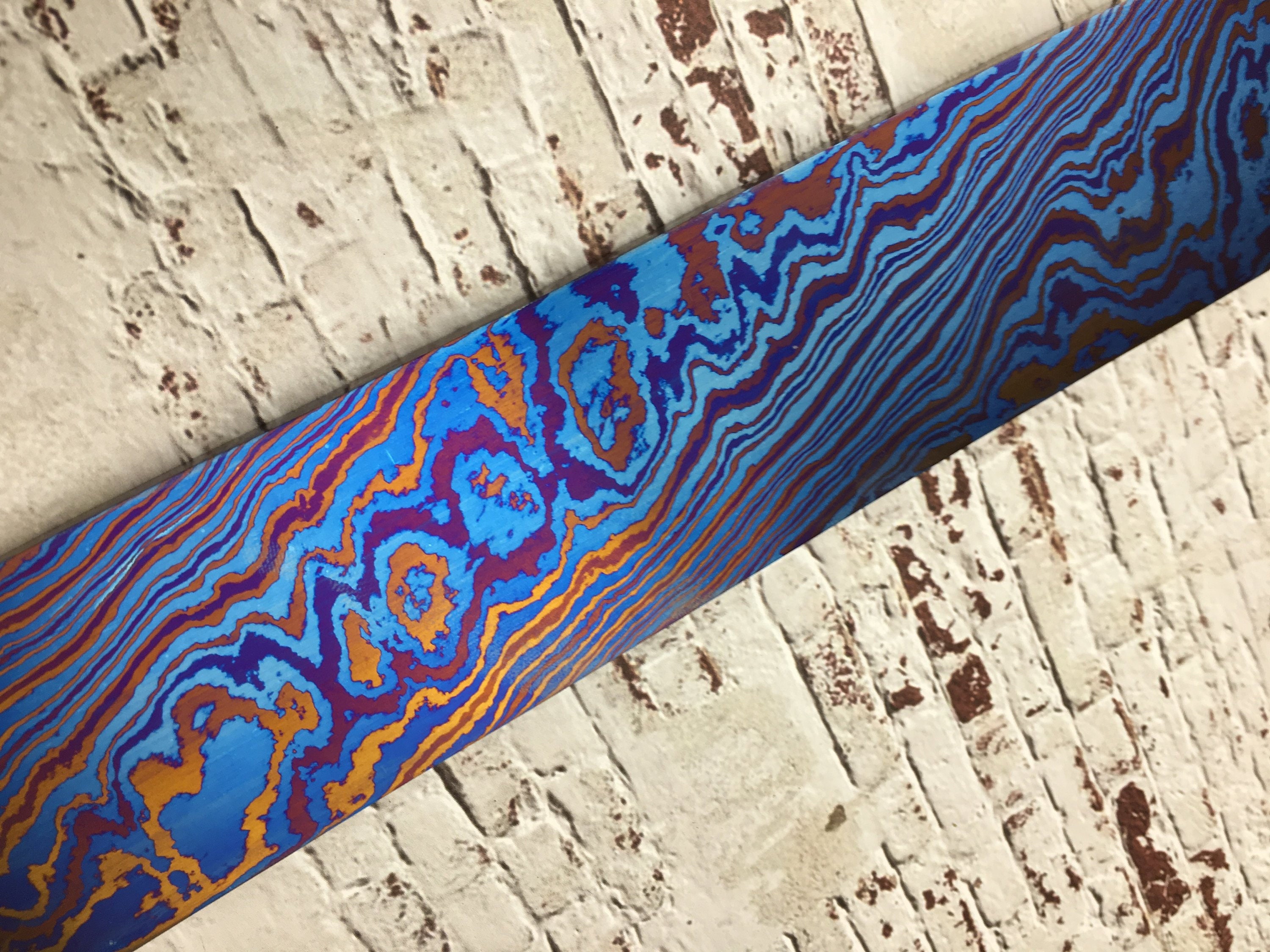 Titanium Damascus billet Custom blank Damascus Knives Etsy