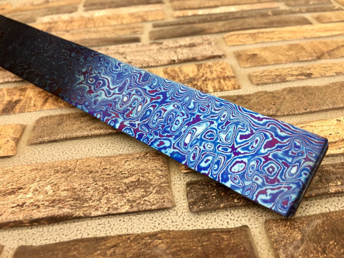 Titanium Damascus billet 14.17 x 2.36 x .2 Etsy