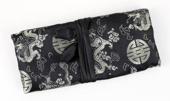 10 pcs Oriental Silk Wrap Organizer Jewelry Roll Travel Makeup Bag Case Pouch 10 pcs Oriental Silk Wrap Organizer Jewelry Roll Travel Makeup Bag Case Pouch