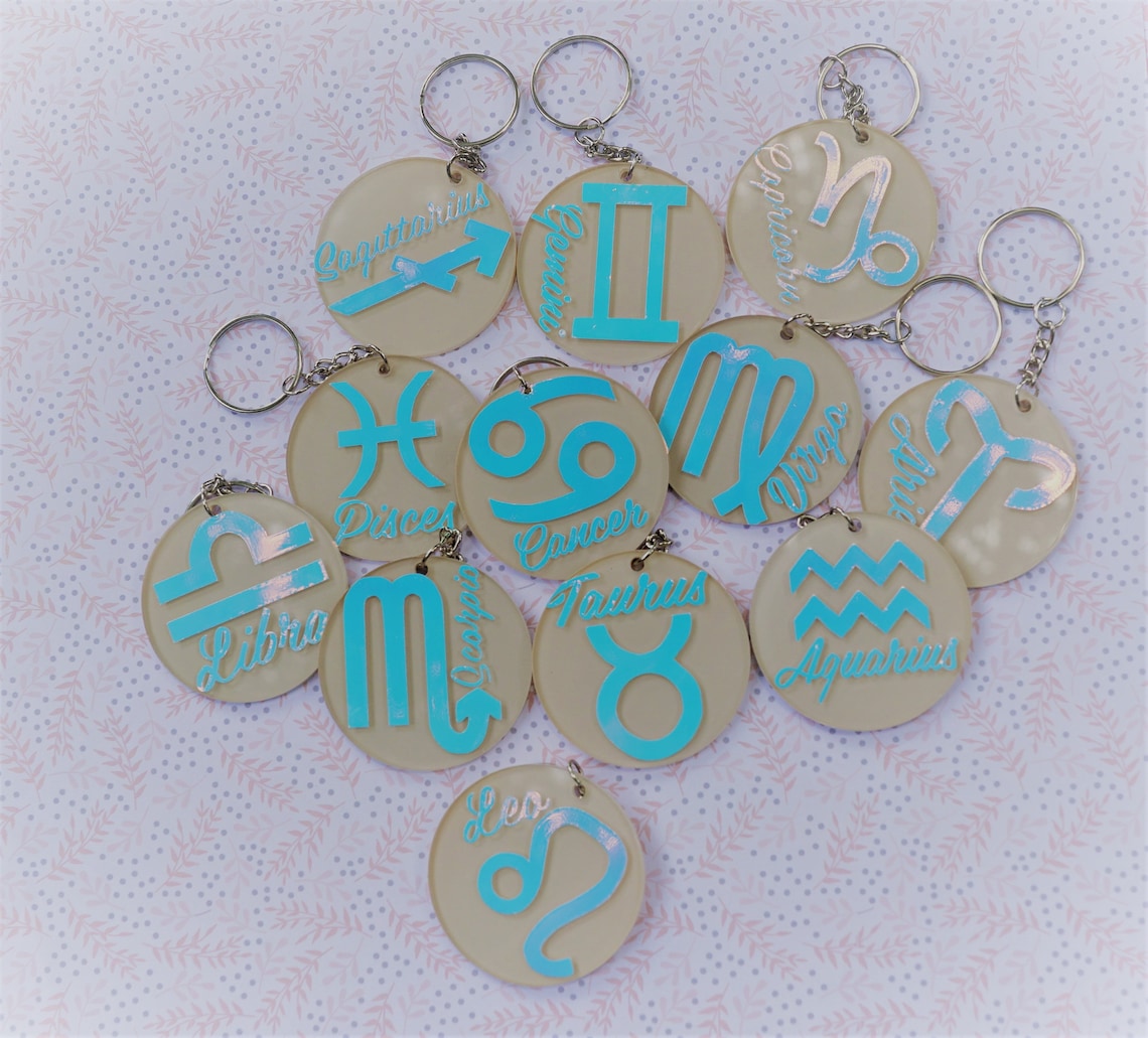 Zodiac Key Chains 2 Key Chains Astrology Zodiac Etsy