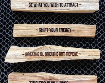 Laser Engraved Palo Santo smudging sticks - set of 4