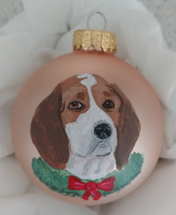 BALL HAND MADE BEAGLE GLASS CHRISTMAS ORNAMENT