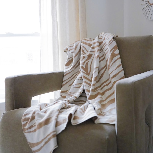 Zebra Print Blanket Throw, Reversible Throw, Brown Throw Blanket, Decorative Throw Blankets, Throw Blanket for Couch, Fall Winter Home Decor