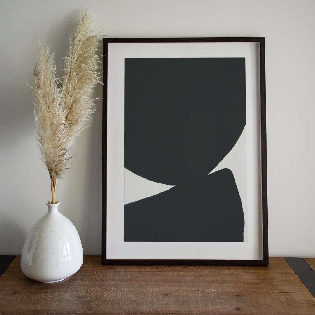 Geometric Abstract Art Print – Modern Black and White Line Drawing for ...