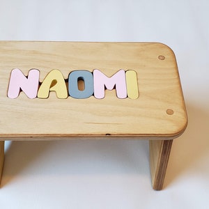 Children's Puzzle Bench up to 8 letters FREE US SHIPPING Customized Personalized Kids Name Step Stool image 8