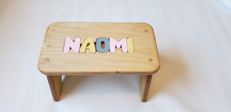 Children's Puzzle Bench up to 8 letters FREE US SHIPPING Customized Personalized Kids Name Step Stool image 8