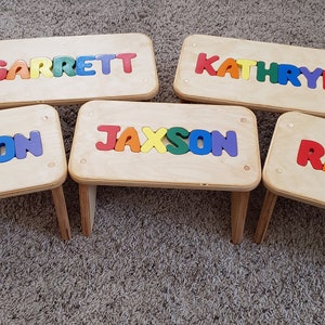 Children's Puzzle Bench up to 8 letters FREE US SHIPPING Customized Personalized Kids Name Step Stool image 9