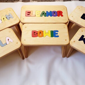 Children's Puzzle Bench up to 8 letters FREE US SHIPPING Customized Personalized Kids Name Step Stool image 2