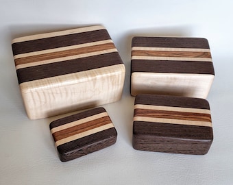 Wood Box Handmade - Caribbean Rosewood (Chechen), Curly Maple, and Wenge
