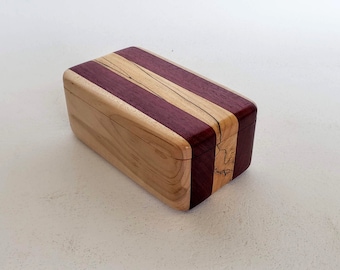 Wood Box Handmade - Purpleheart, Curly Maple, Spalted Maple, and Walnut