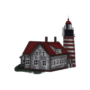 West Quoddy Head Lighthouse Machine embroidery design. Instant Download