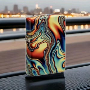 Zippo 48612 Colorful Swirl Design Windproof Pocket Premium Lighter Glow in the Dark