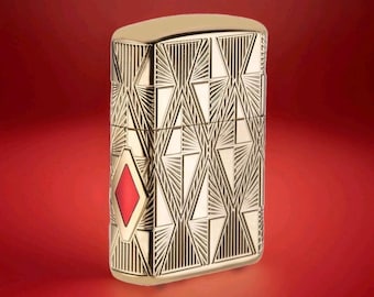 Zippo Luxury Diamond Design Armor 360 MultiCut Engraving Gold Plated 29671 New in Box