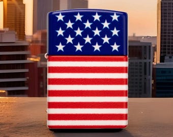 Zippo Windproof Lighter, Stars and Stripes American Flag Design, New in Box