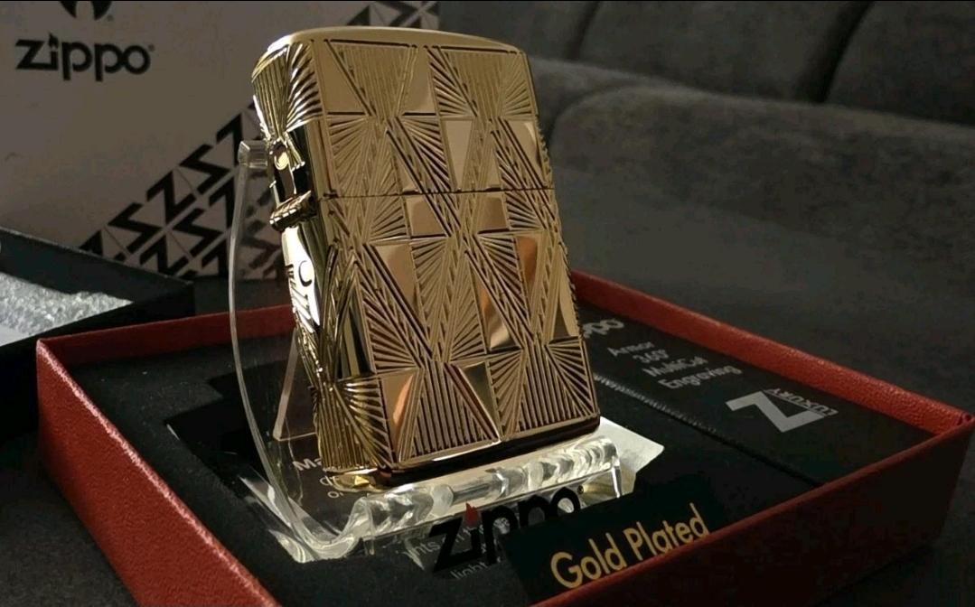 Zippo Luxury Diamond Design Armor 360 Multicut Engraving Gold