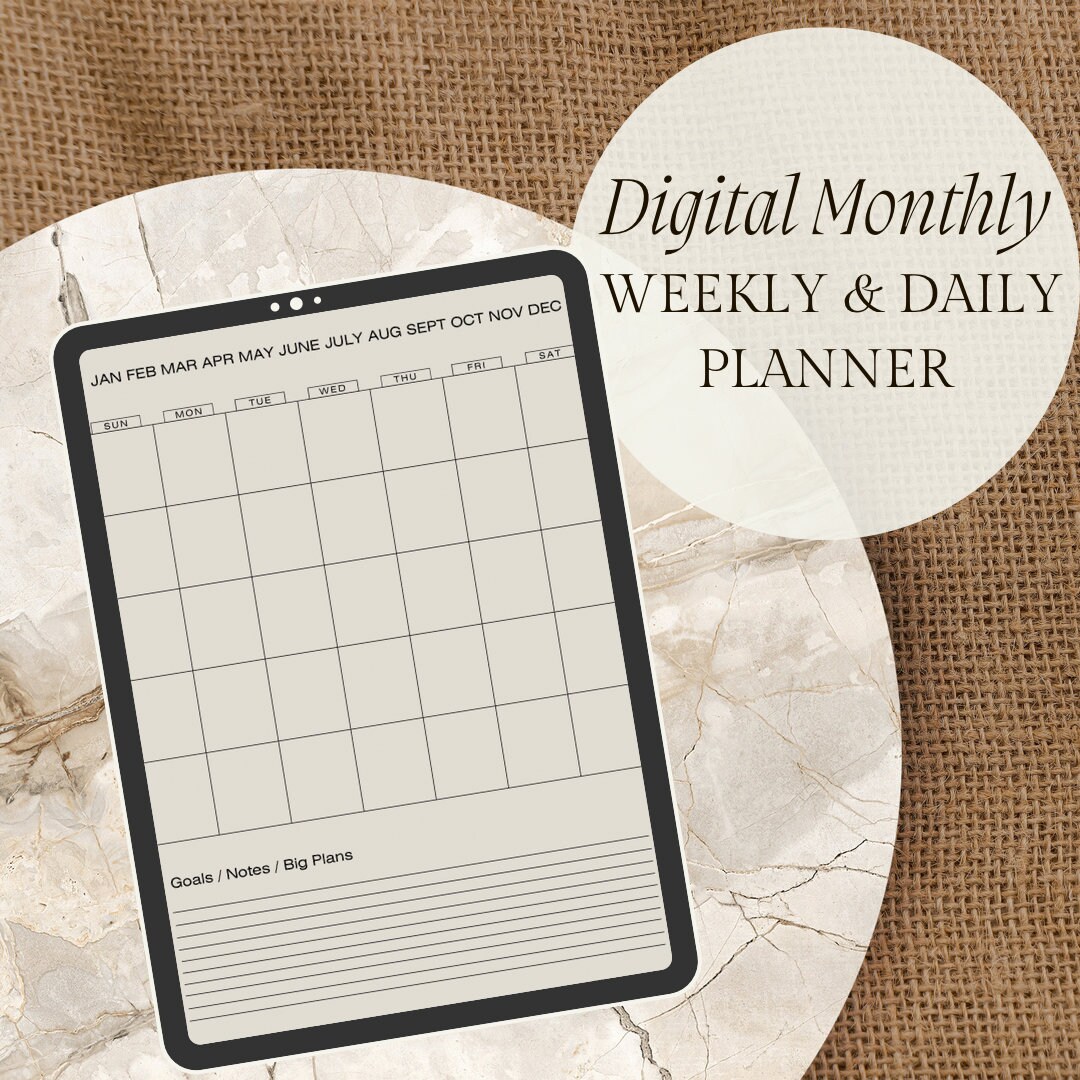 Digital Monthly Overview With Daily + Weekly Planners | Including ...