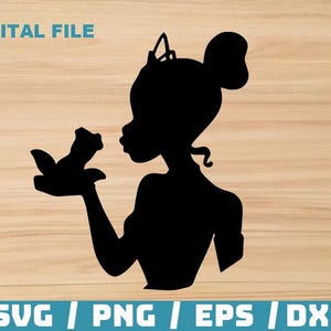 Busto di Tiana Silhouette - La principessa e il ranocchio - Download digitale, download istantaneo, file svg, dxf, eps e png inclusi! File di taglio Cricut