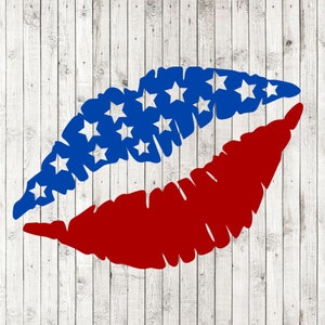 Vlag van lippen svg Amerikaanse vlag svg, Amerika svg, USA svg, Amerikaanse svg, patriottische svg, meisjes, lippen, 4 juli svg, bestanden voor cricut silhouette gesneden