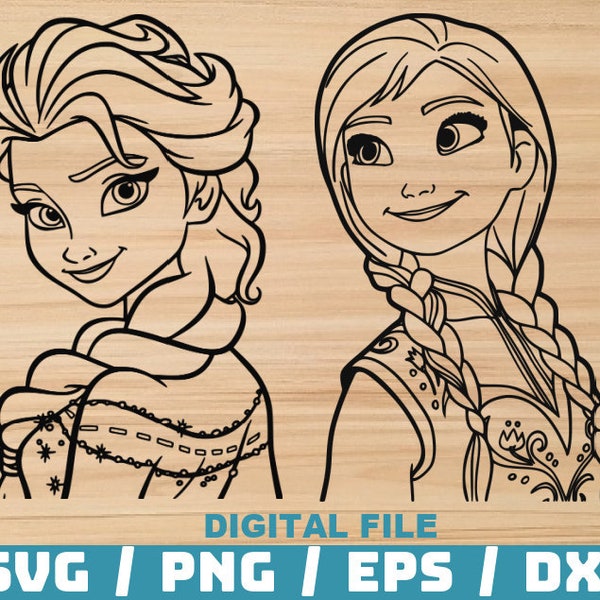 Frozen Sisters svg, Elsa y Anna svg, Elsa svg Anna avg, Frozen svg, Frozen Shirt svg, Clipart, silhouette, Cut File Cricut svg png