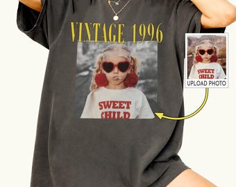 Comfort Colors® Personalized Photo Vintage Shirt, Custom 30th Birthday Tee, Custom Vintage Photo Birthday Shirt, Retro Year Graphic Tee