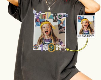 Personalized Vintage Photo And Year Shirt, Custom Picture Birthday Shirt, 30th 40th Birthday Gift, Turning 30 Bday Celebration Party Outfit