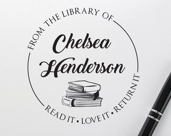 library stamp etsy