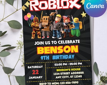 Roblox Invitation, Roblox Invite, Game Birthday, Roblox Boy Birthday, Editable Template Invitation, Kids Invite, Roblox Party