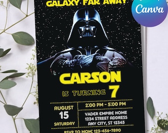 Editable Star invite, Galaxy Wars Invitation, Darth Vader Birthday Party, Instant Download Empire Galaxy Invitation