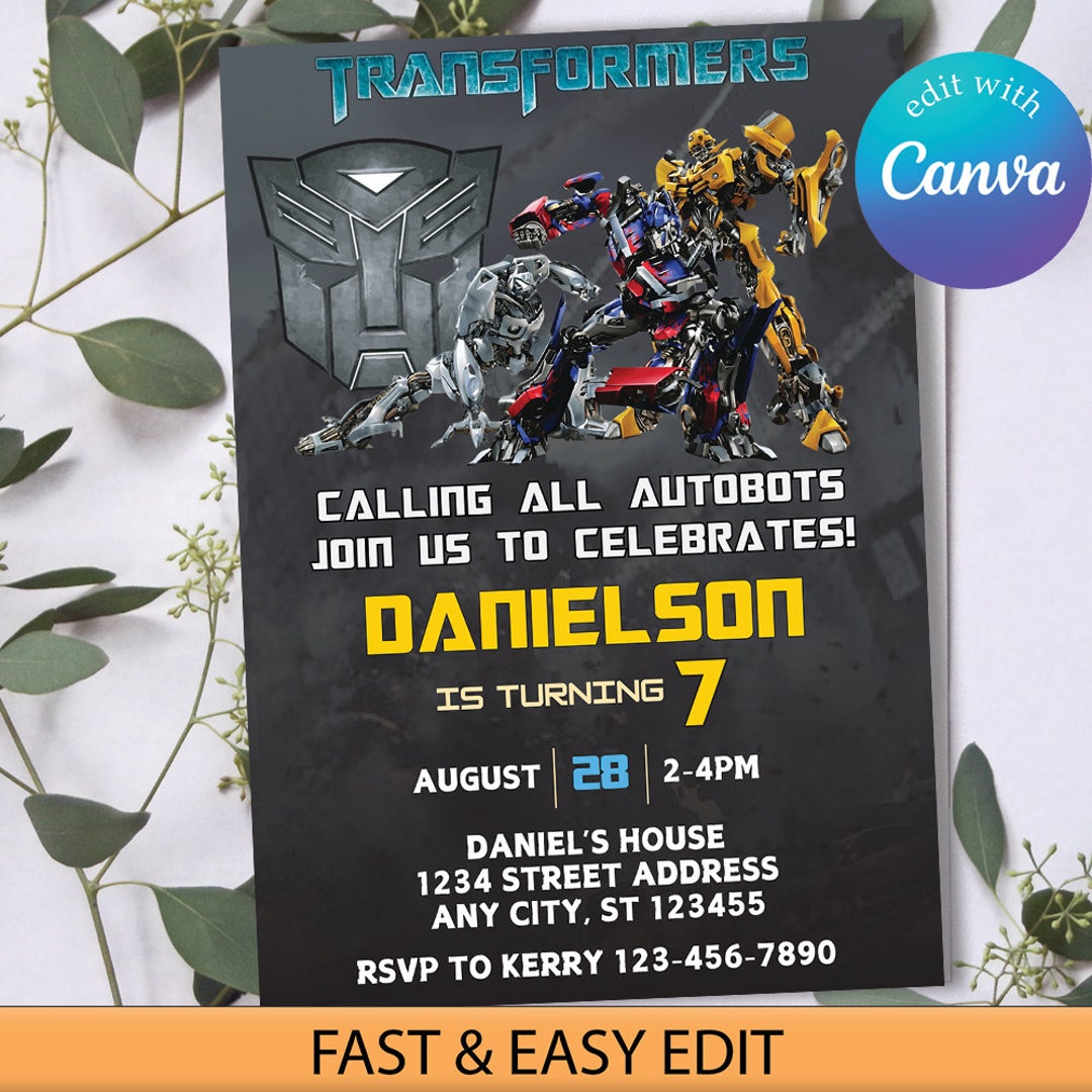 Editable Rescue Bots Transformers Birthday Invitation Template, Optimus Prime Invite, Bumblebee Invitation, Transformers Party - Etsy editable-rescue-bots-transformers-birthday-invitation-template-optimus-prime-invite-bumblebee-invitation-transformers-party-etsy