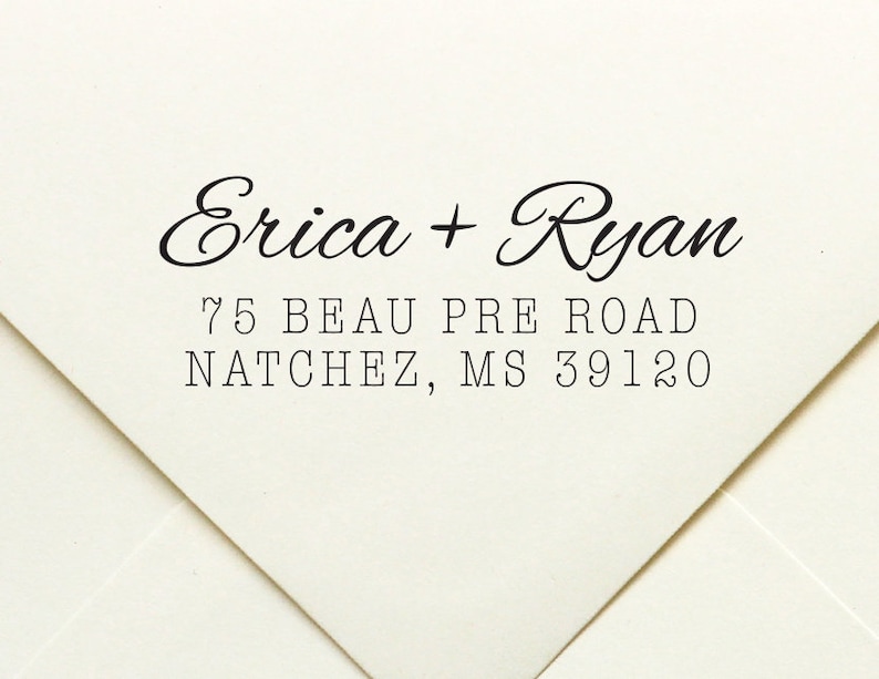Self Inking Wedding Address Stamp Personalized Couple Script Return Address Stamp Save the Date Address Stamp