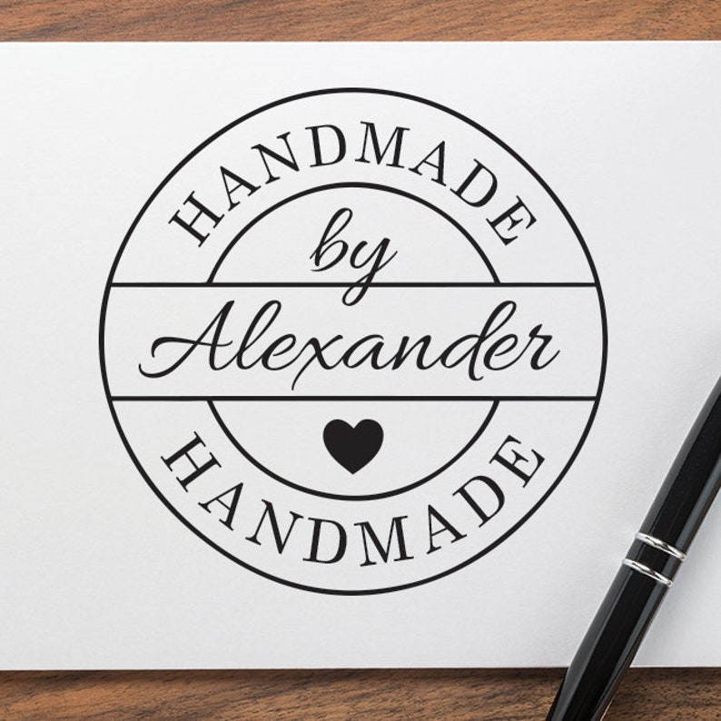 Personalized Handmade by Name Stamp Promote Stamp Etsy Shop Etsy