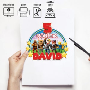 Gamer Cake Topper Roblox Inspired Design Boy | Cake Topper | Video Game Party Decor | Cake Decoration | Video Game Party Decor image 4