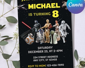 Star Wars Birthday Invitation, Star Wars Party, Star Wars Birthday, Self editable Star Wars Invitation, Printable Birthday Party Invitation