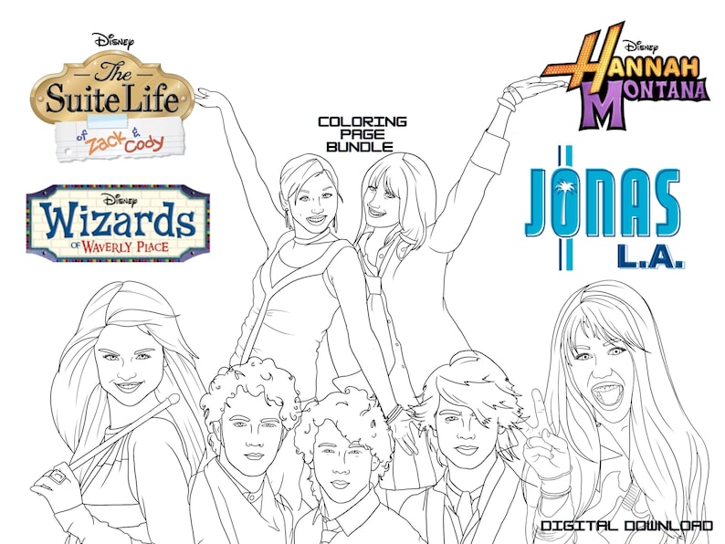 2000s Childhood TV Shows Nostalgia Coloring Page Bundle, Teens, Adult, Digital Download/Print image 1