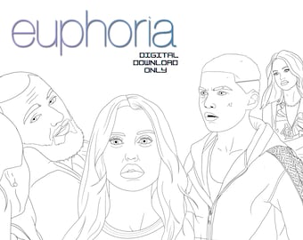 HBO Euphoria Ashtray, Fezco, Fey 4 Page Coloring Bundle | Adult, Teen Coloring Pages