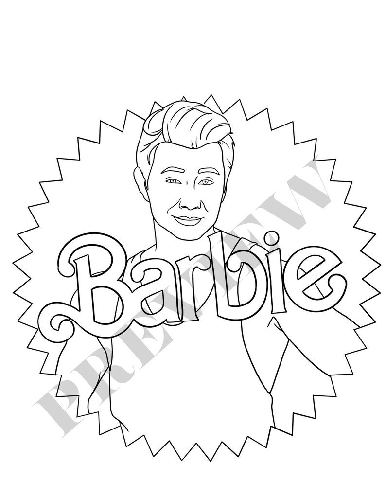 Barbie Movie Coloring Page Bundle Weird Barbie, Margot Robbie, Ken