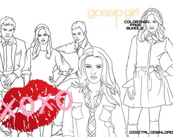 Gossip Girl Coloring Page Bundle | Adult, Teen, Nostalgic, Instant Digital Download, Print on Demand